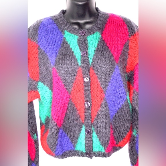 ID Distinctions Vintage Mohair Knit Top Sweater Cardigan Medium - Picture 2 of 2